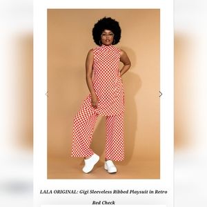 LALA ORIGINAL: Gigi Sleeveless Ribbed Playsuit in Retro